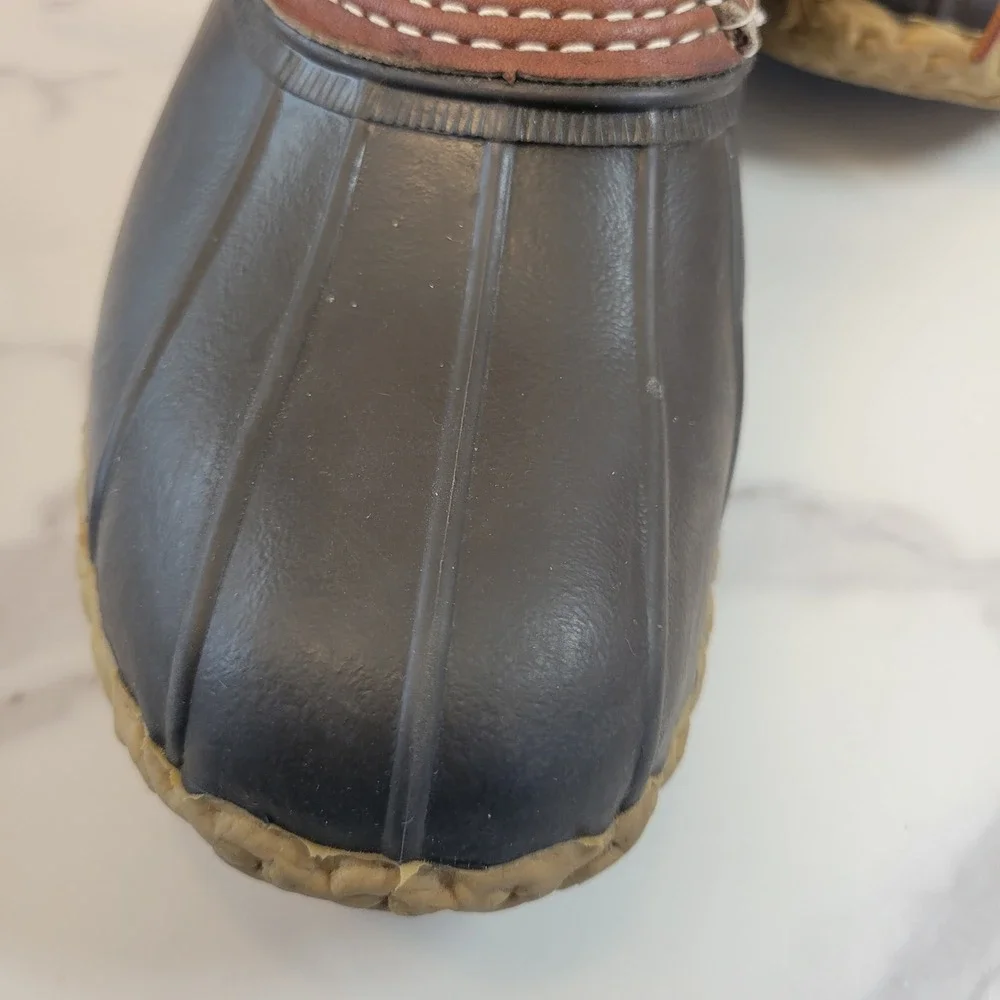 LL Bean Mens 8 inch Bean Boots Brown Tan Leather Duck Boots Size 10 USA